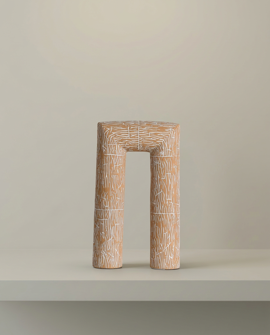 Etched Arch Sculpture, front view on neutral background