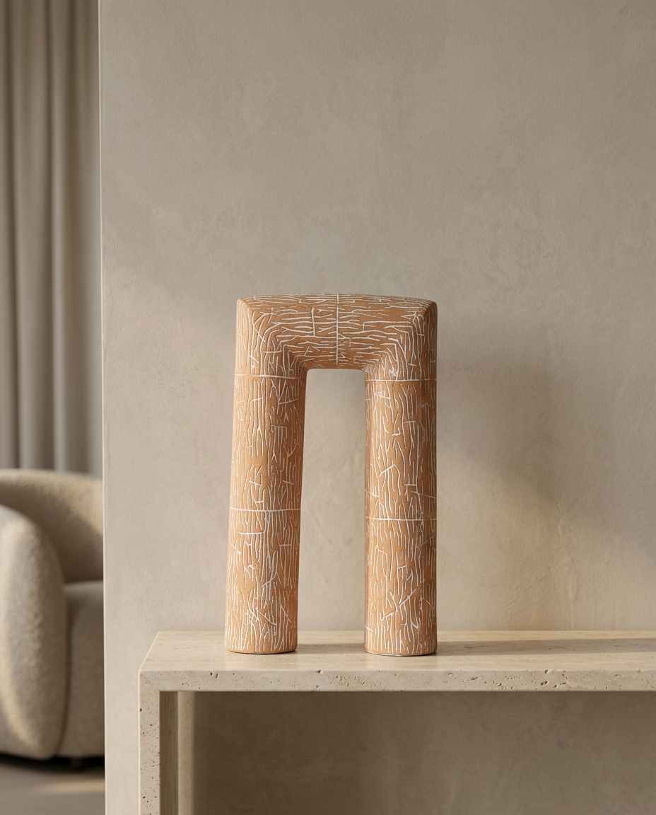 Etched Arch Sculpture, styled in a real interior setting
