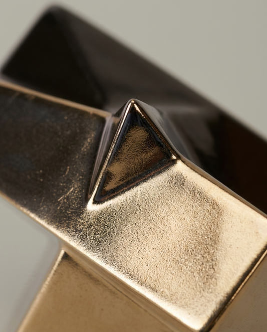 Faceted Gold Sculpture, close-up detail showing texture and material