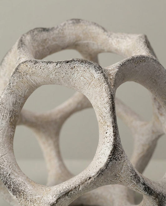 Faceted Orb Sculpture, close-up detail showing texture and material