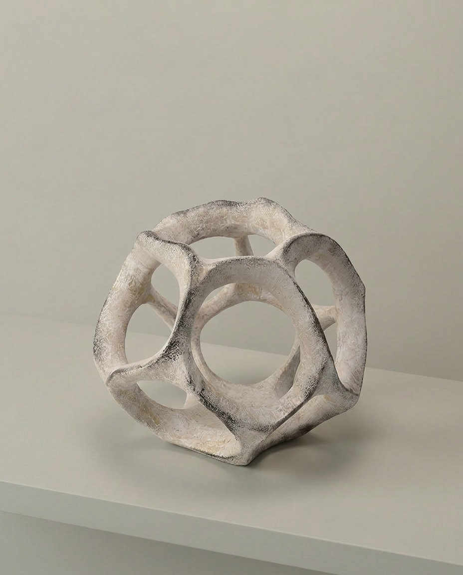 Faceted Orb Sculpture, elevated angle view