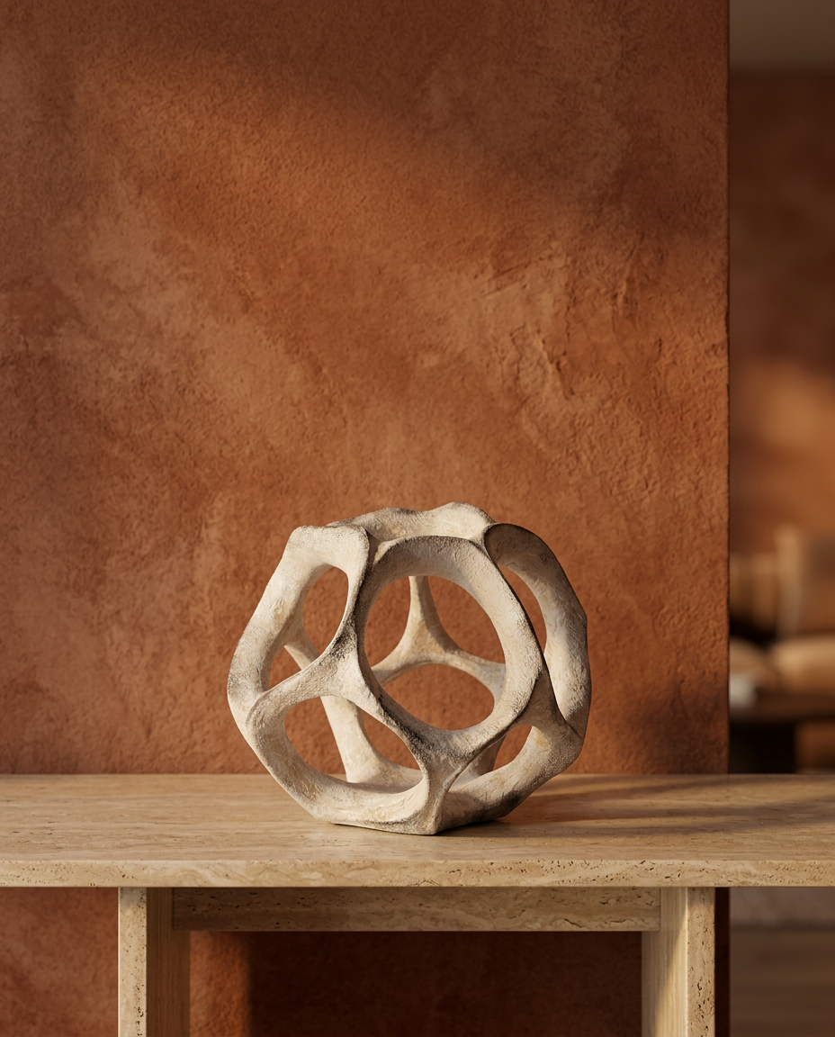 Faceted Orb Sculpture, styled in a real interior setting