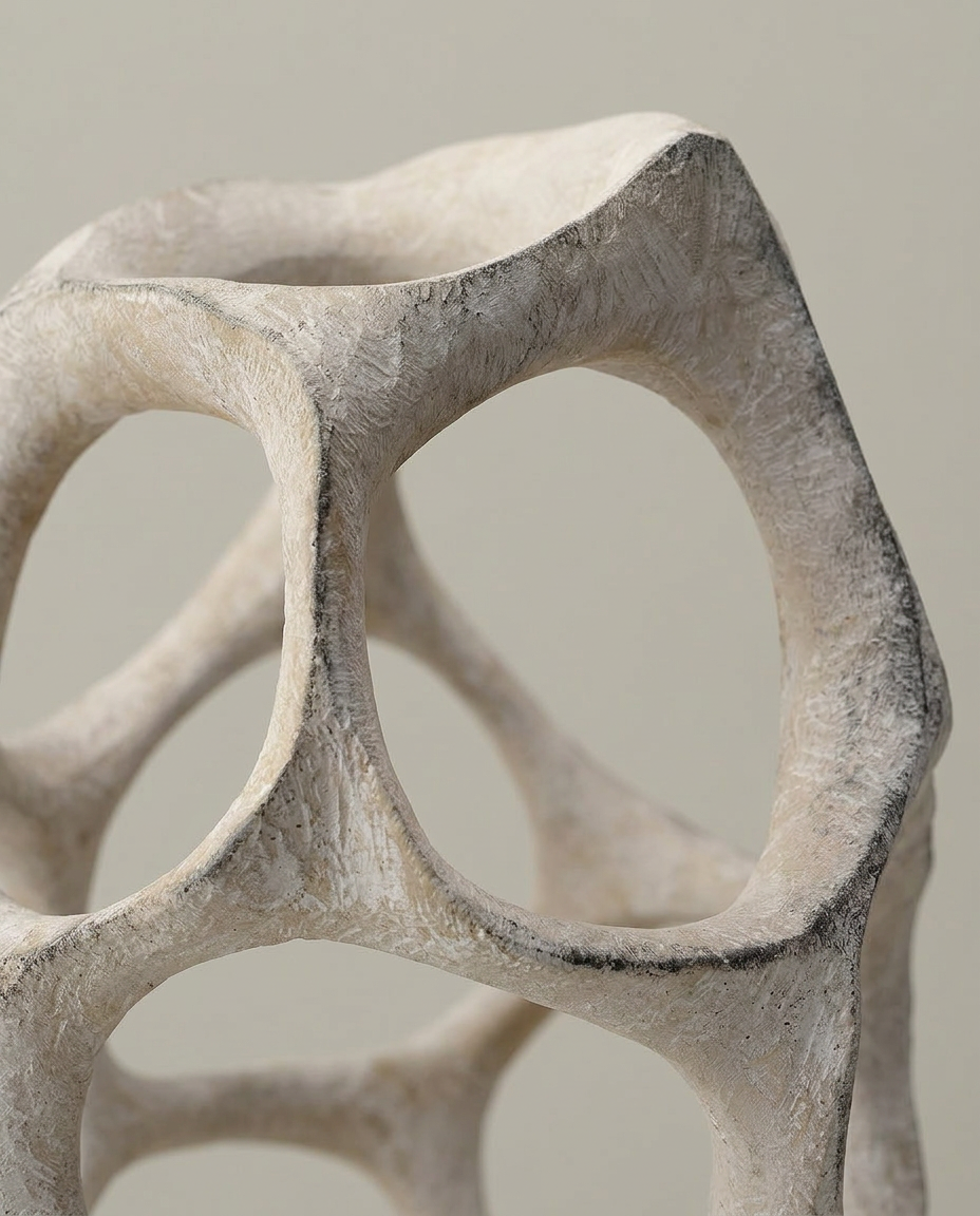 Faceted Tower Sculpture, close-up detail showing texture and material