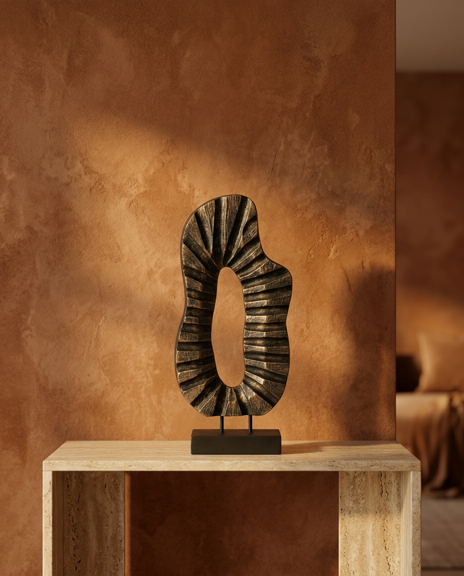 Fluid Bronze Sculpture, styled in a real interior setting
