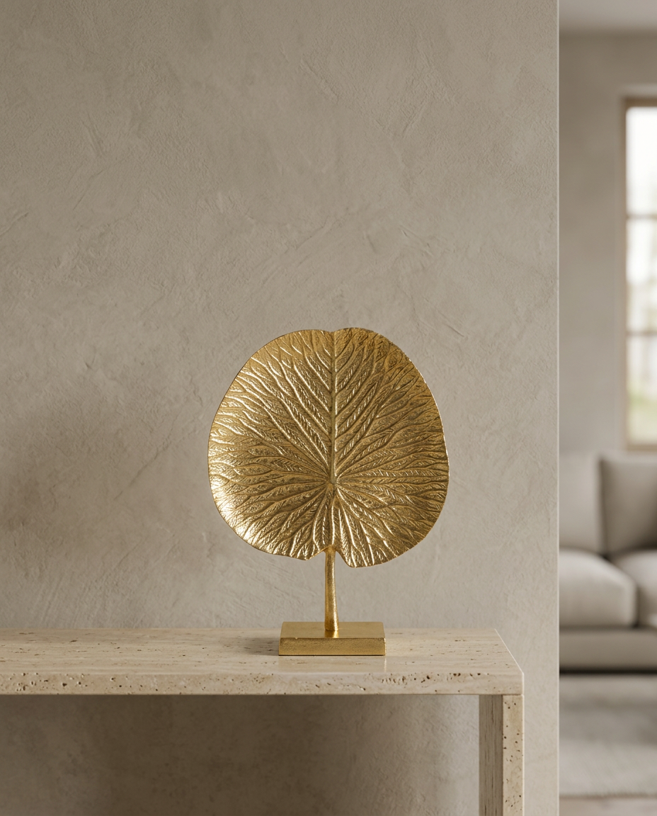Gold Lotus Leaf Ornament, styled in a real interior setting