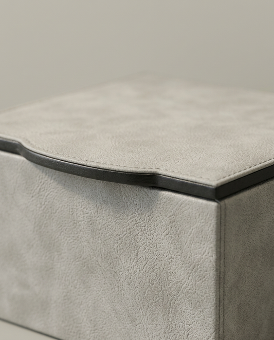 Grey Stone Box Duo, close-up detail showing texture and material