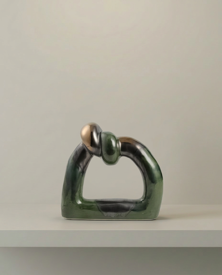 Knotted Arch Sculpture, front view on neutral background