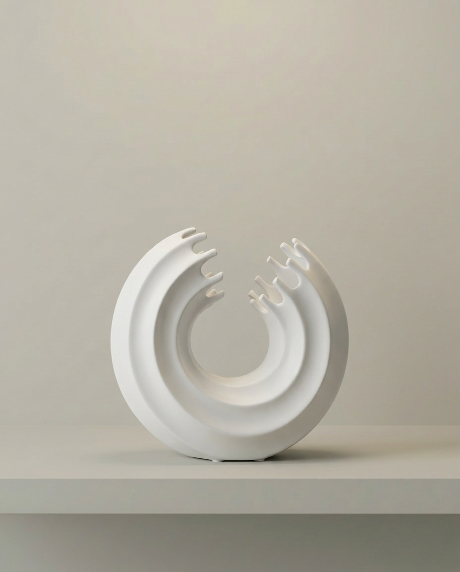 Layered Arc Sculpture, front view on neutral background