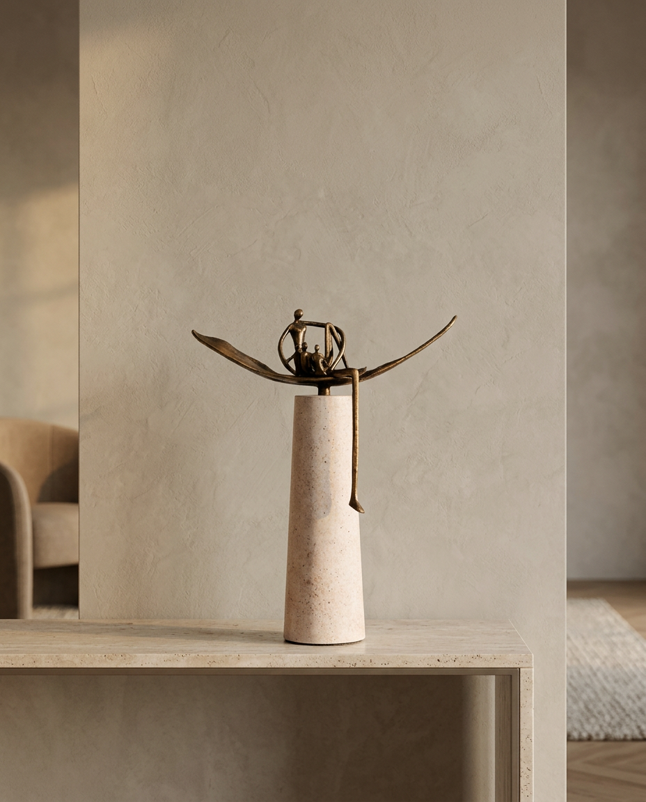 Leaf and Figures Sculpture, styled in a real interior setting