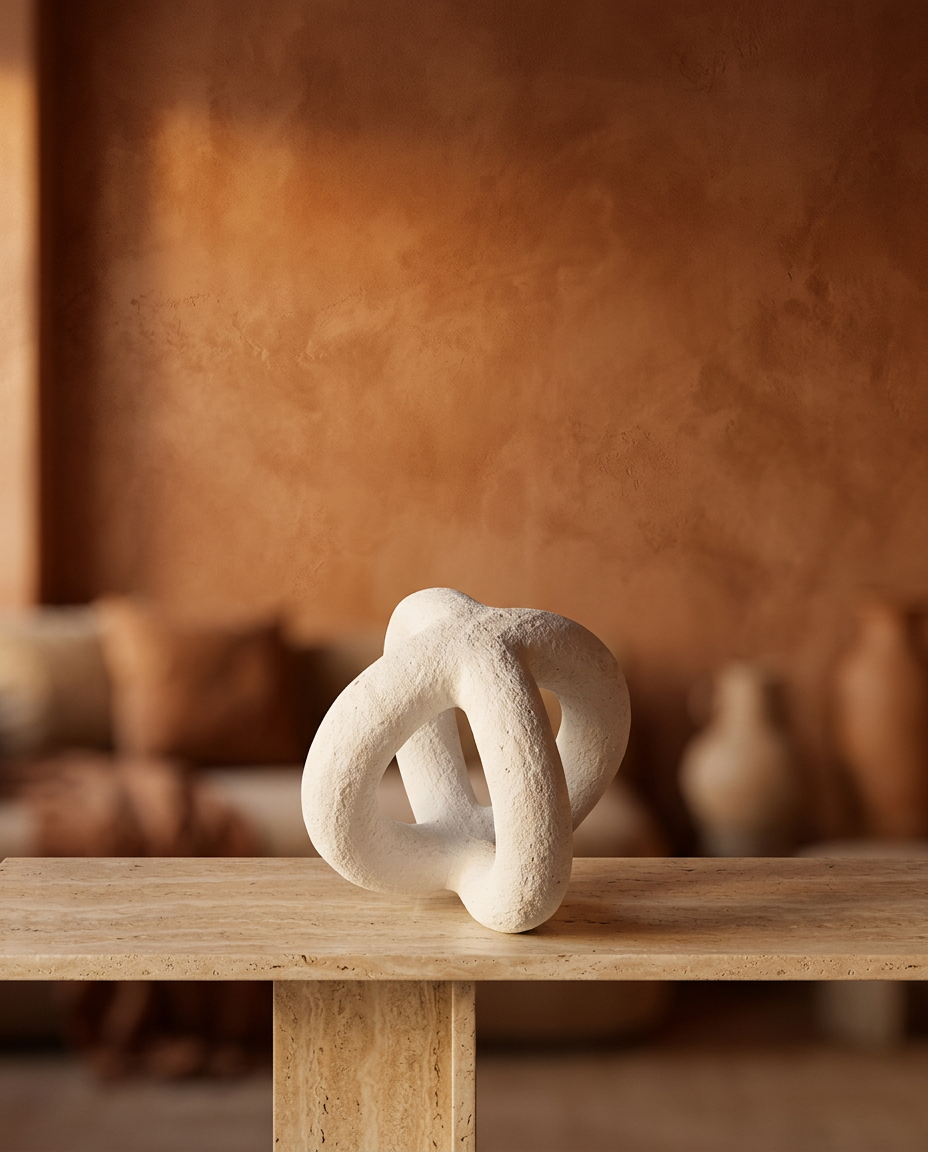 Looped Knot Sculpture, styled in a real interior setting