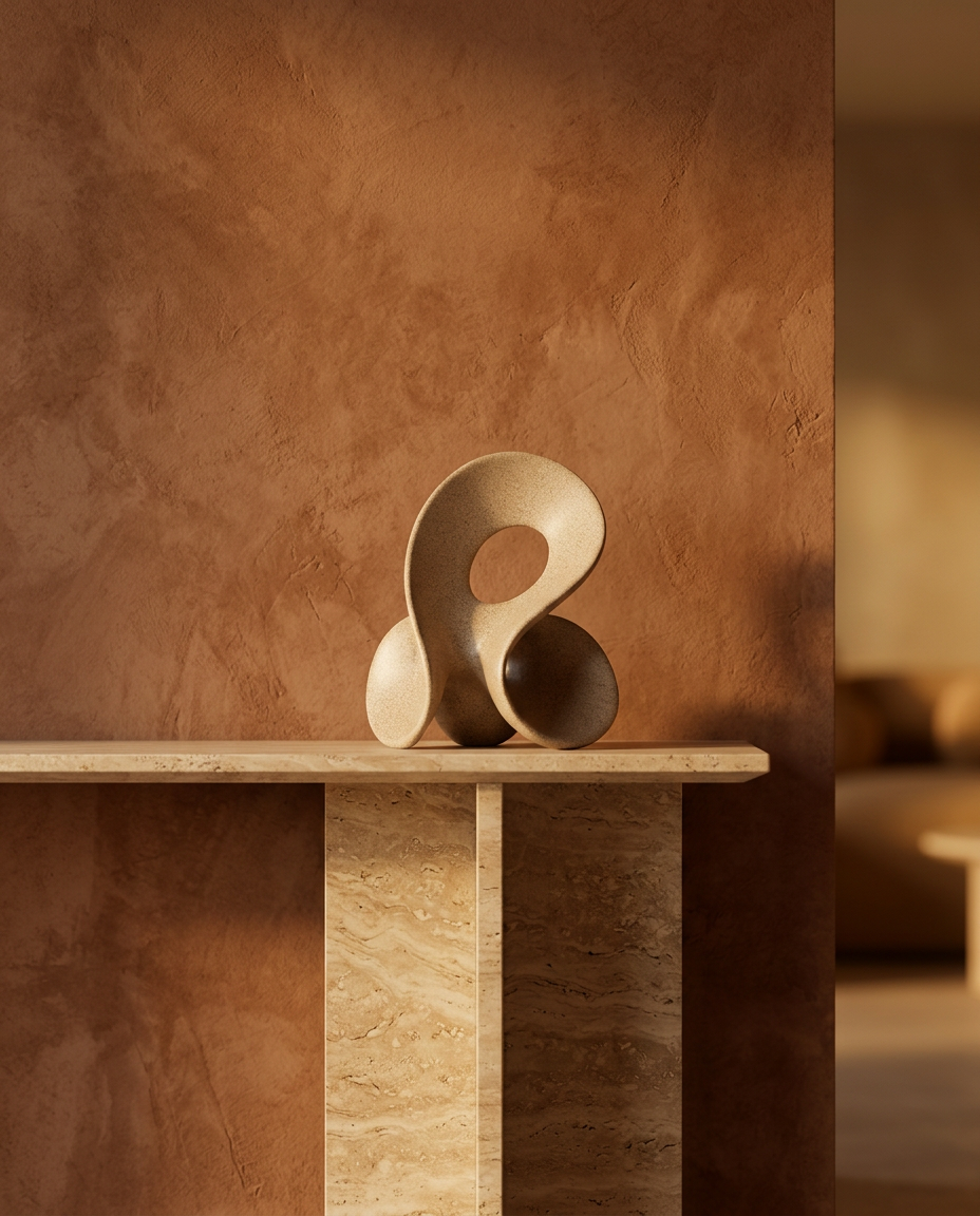 Looped Stone Sculpture, styled in a real interior setting