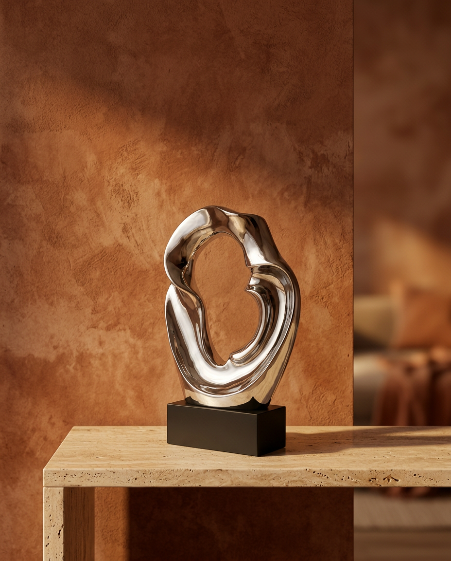 Mirror Loop Sculpture, styled in a real interior setting