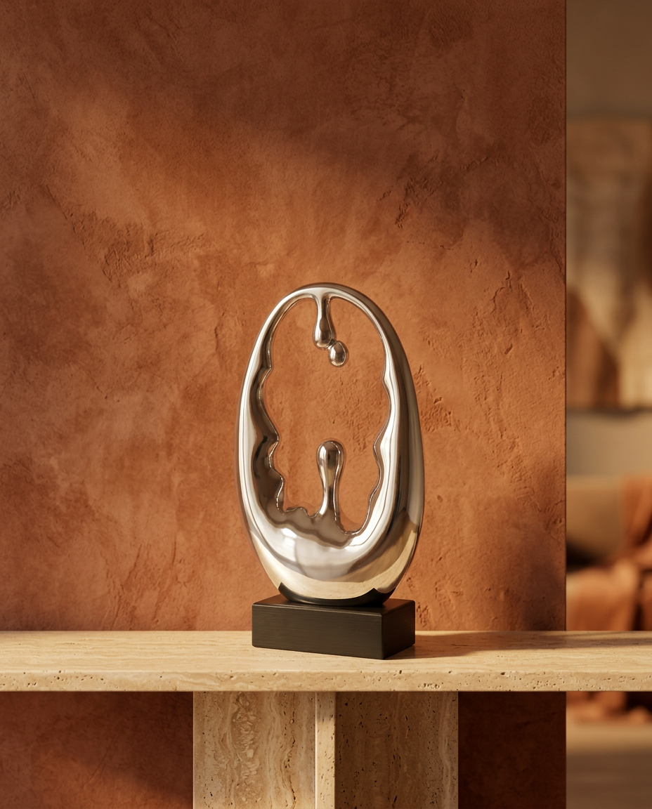 Mirror Oval Sculpture, styled in a real interior setting
