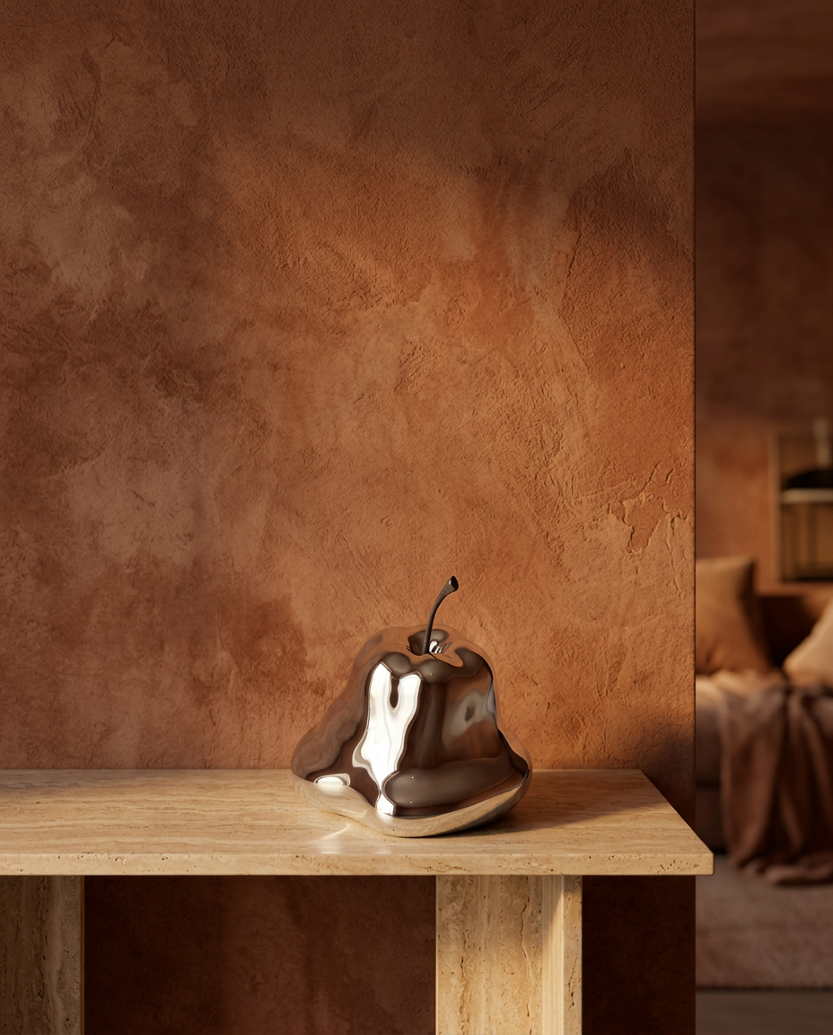 Mirror Pear Sculpture, styled in a real interior setting