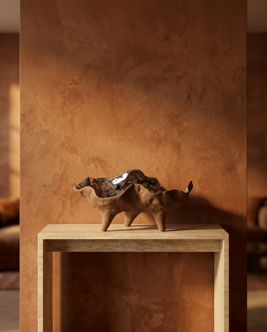 Mirror Tripod Bowl, styled in a real interior setting