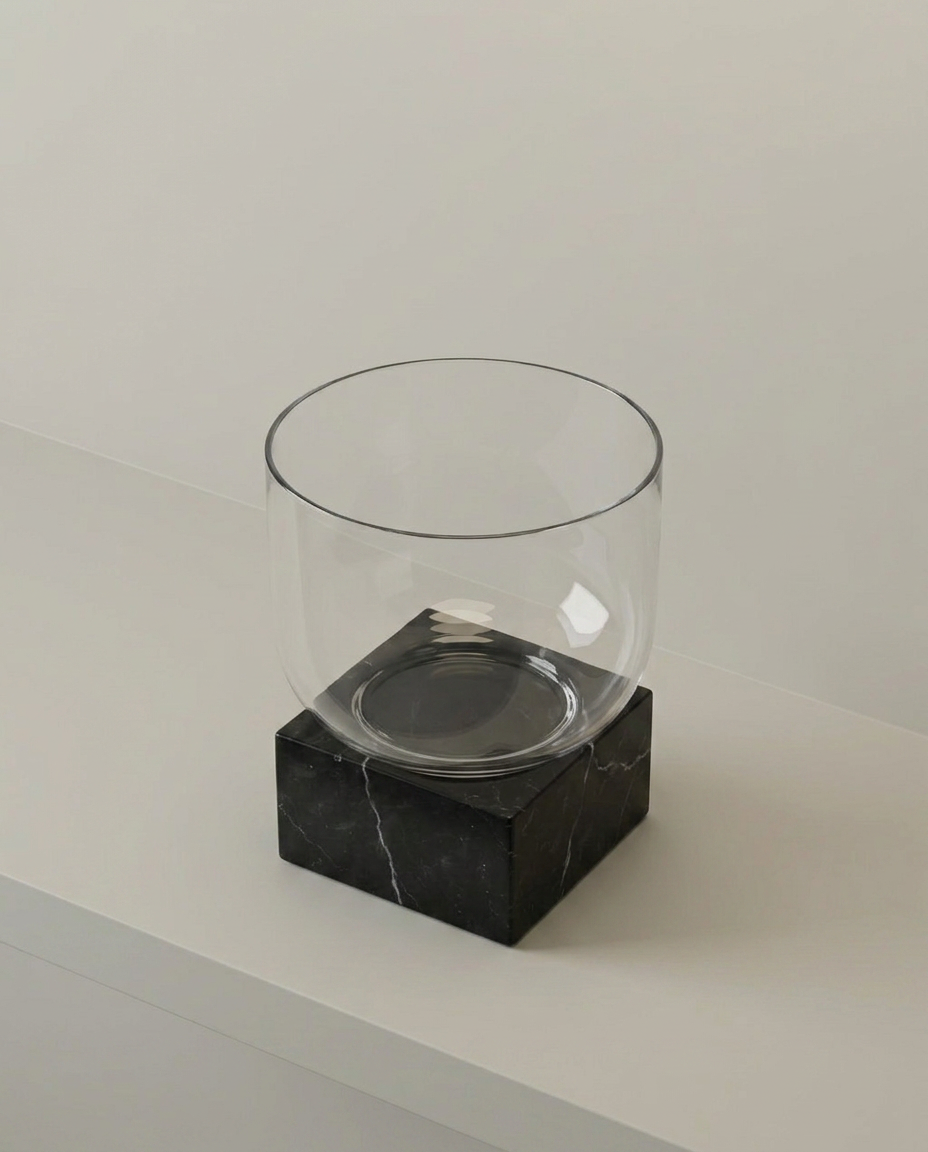 Noir Glass Vase, Small, elevated angle view