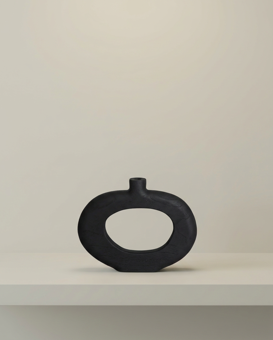Open Loop Vase, front view on neutral background