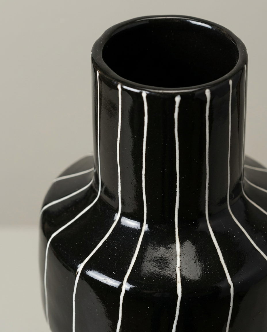 Pinstripe Glass Vase, close-up detail showing texture and material