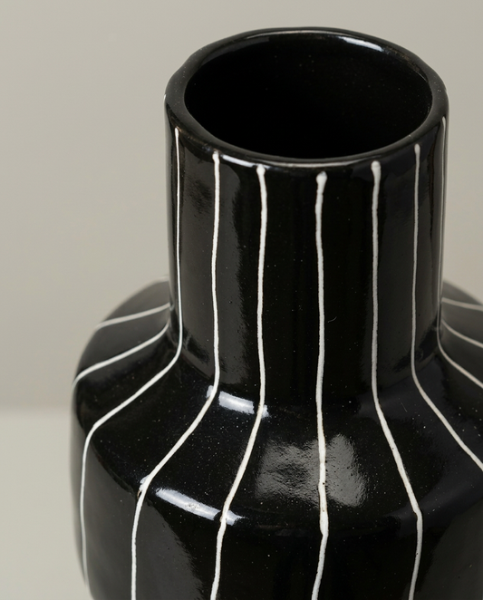 Pinstripe Glass Vase, close-up detail showing texture and material