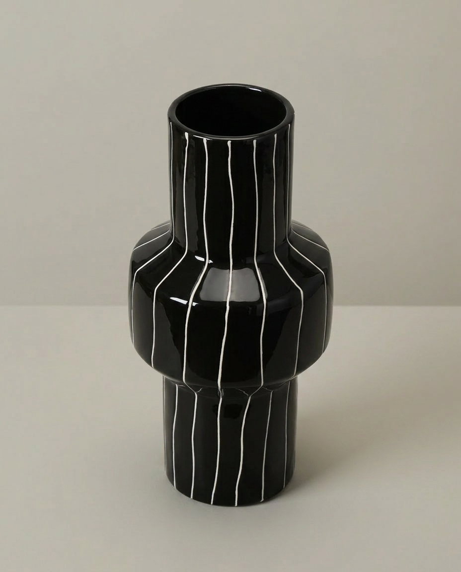 Pinstripe Glass Vase, elevated angle view