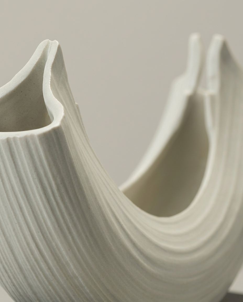 Ribbed Arc Sculpture, close-up detail showing texture and material