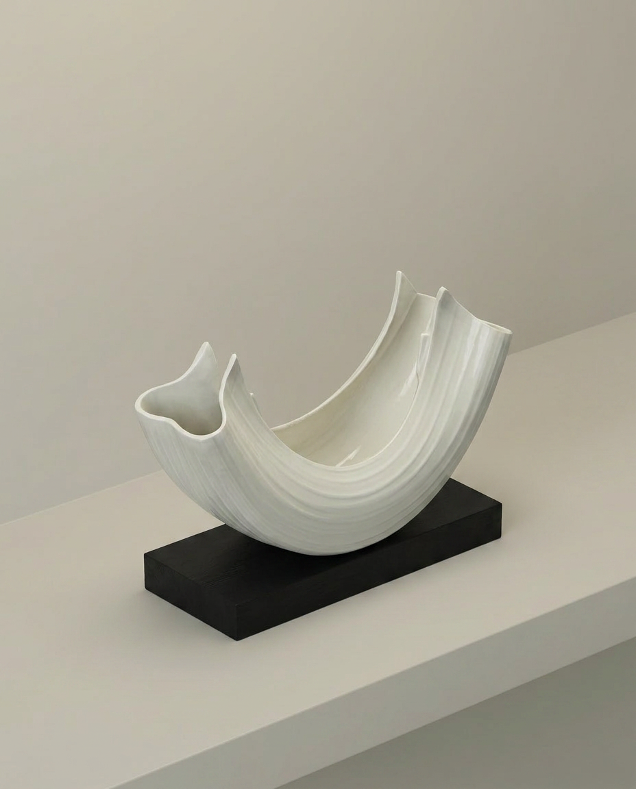 Ribbed Arc Sculpture, elevated angle view