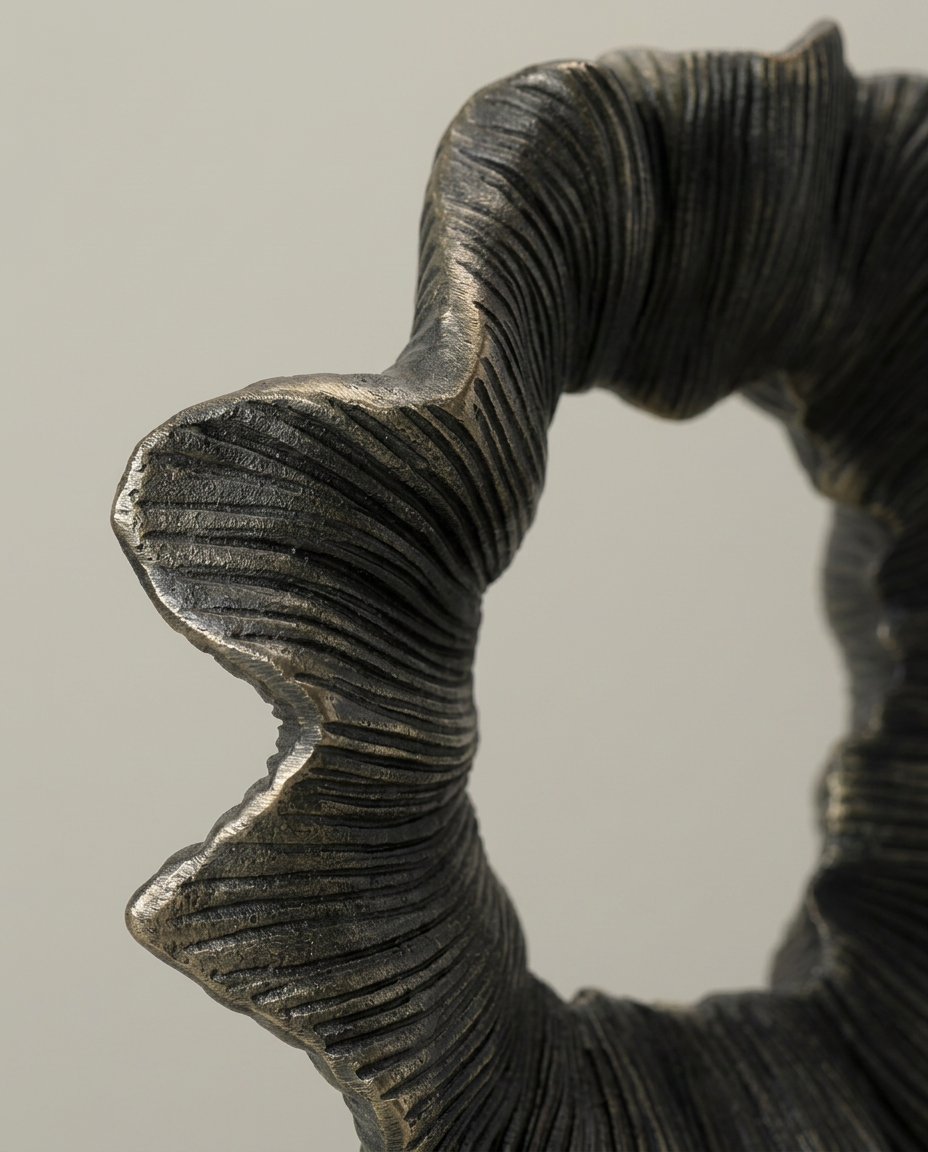 Ribbed Wreath Sculpture, close-up detail showing texture and material