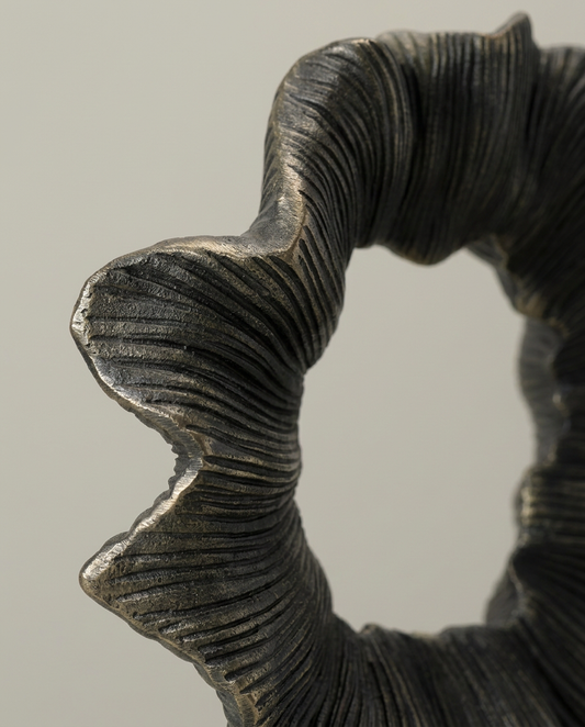 Ribbed Wreath Sculpture, close-up detail showing texture and material