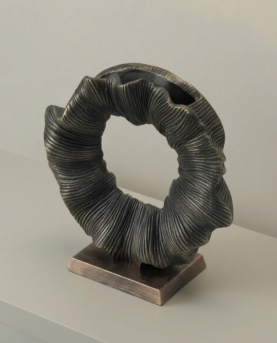 Ribbed Wreath Sculpture, elevated angle view