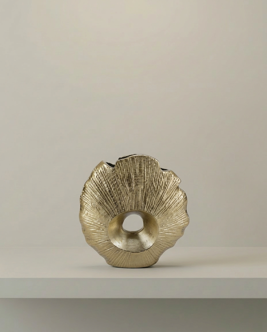 Shell Vase, front view on neutral background