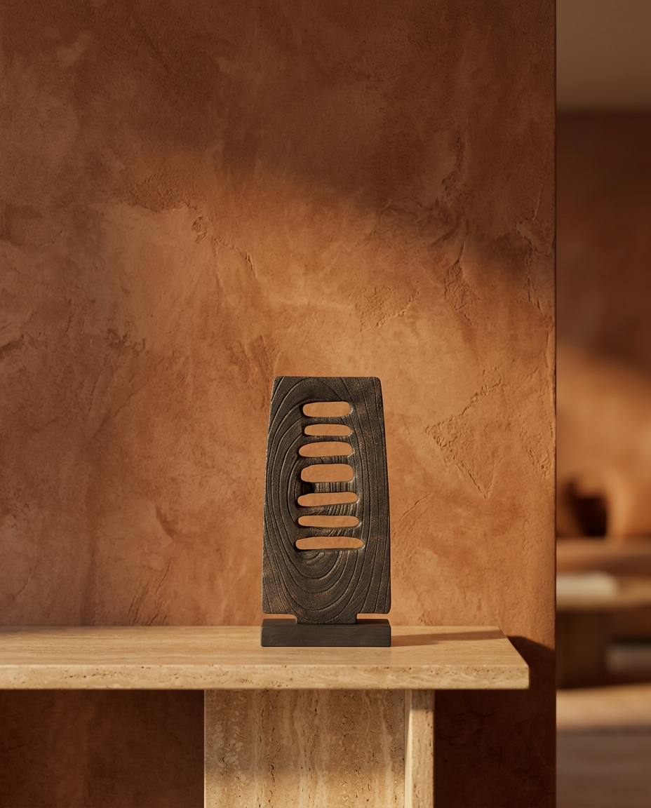 Slatted Arch Sculpture, styled in a real interior setting