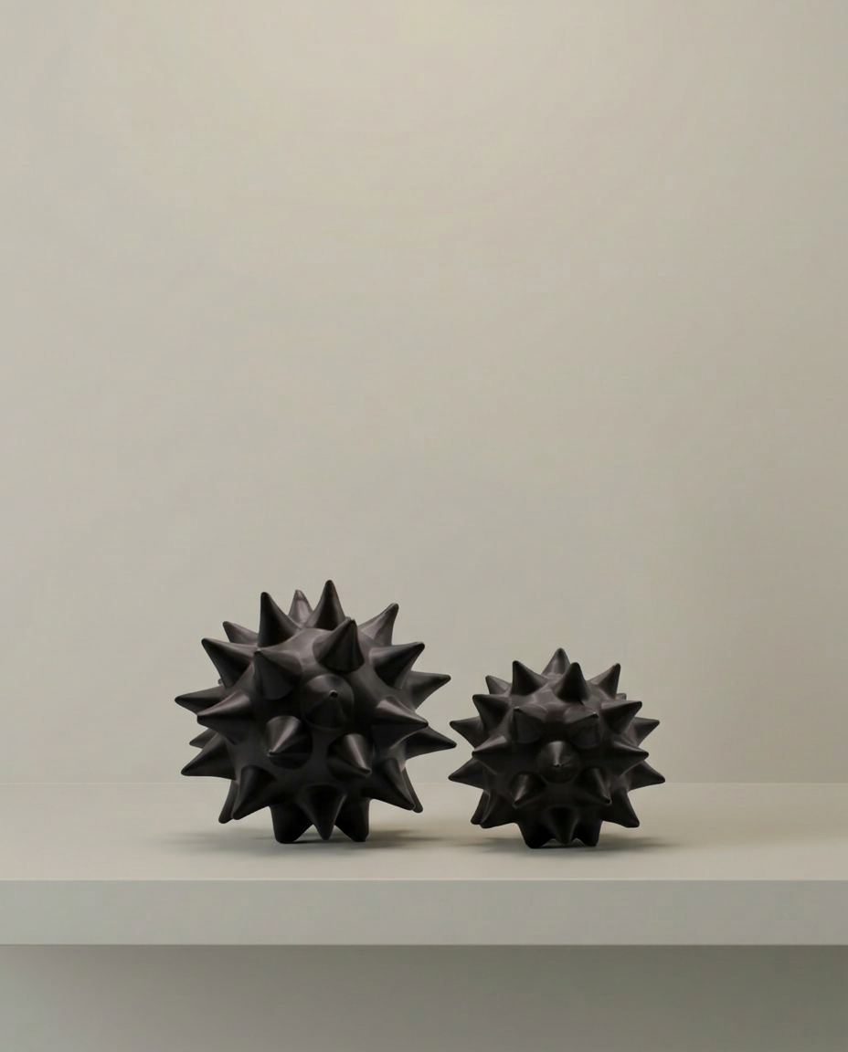 Spiked Urchin Sculpture, Large, front view on neutral background