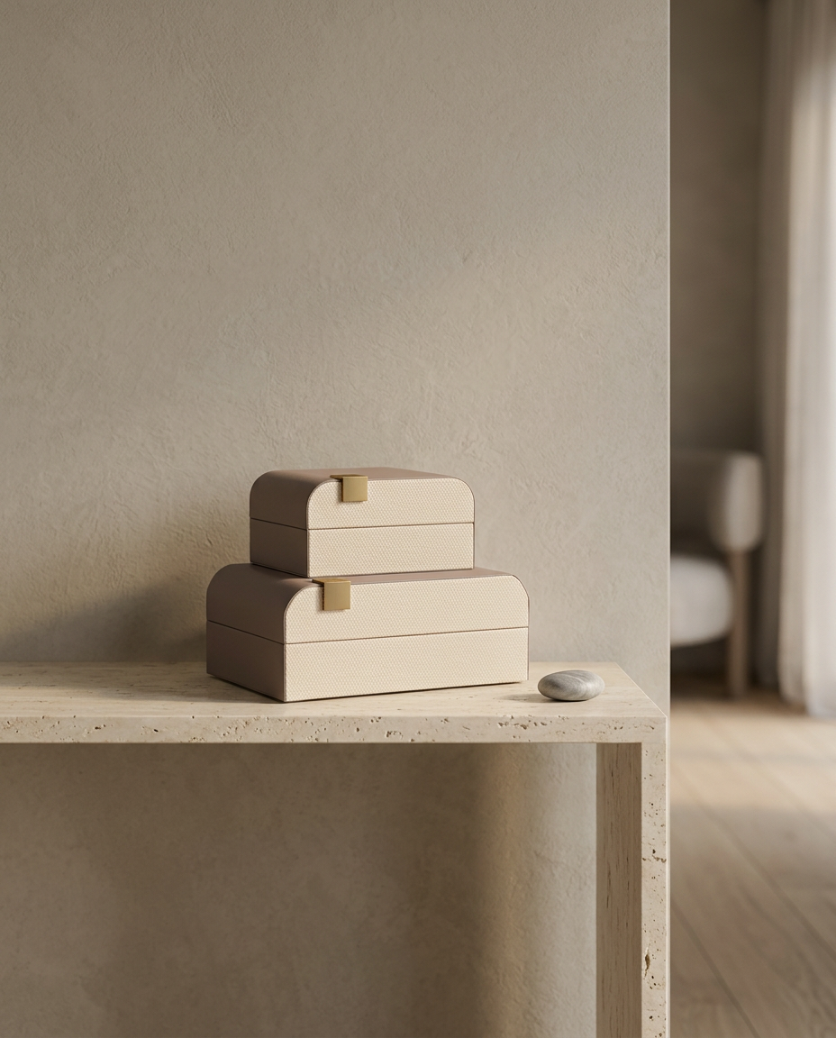 Stacked Box Set, styled in a real interior setting