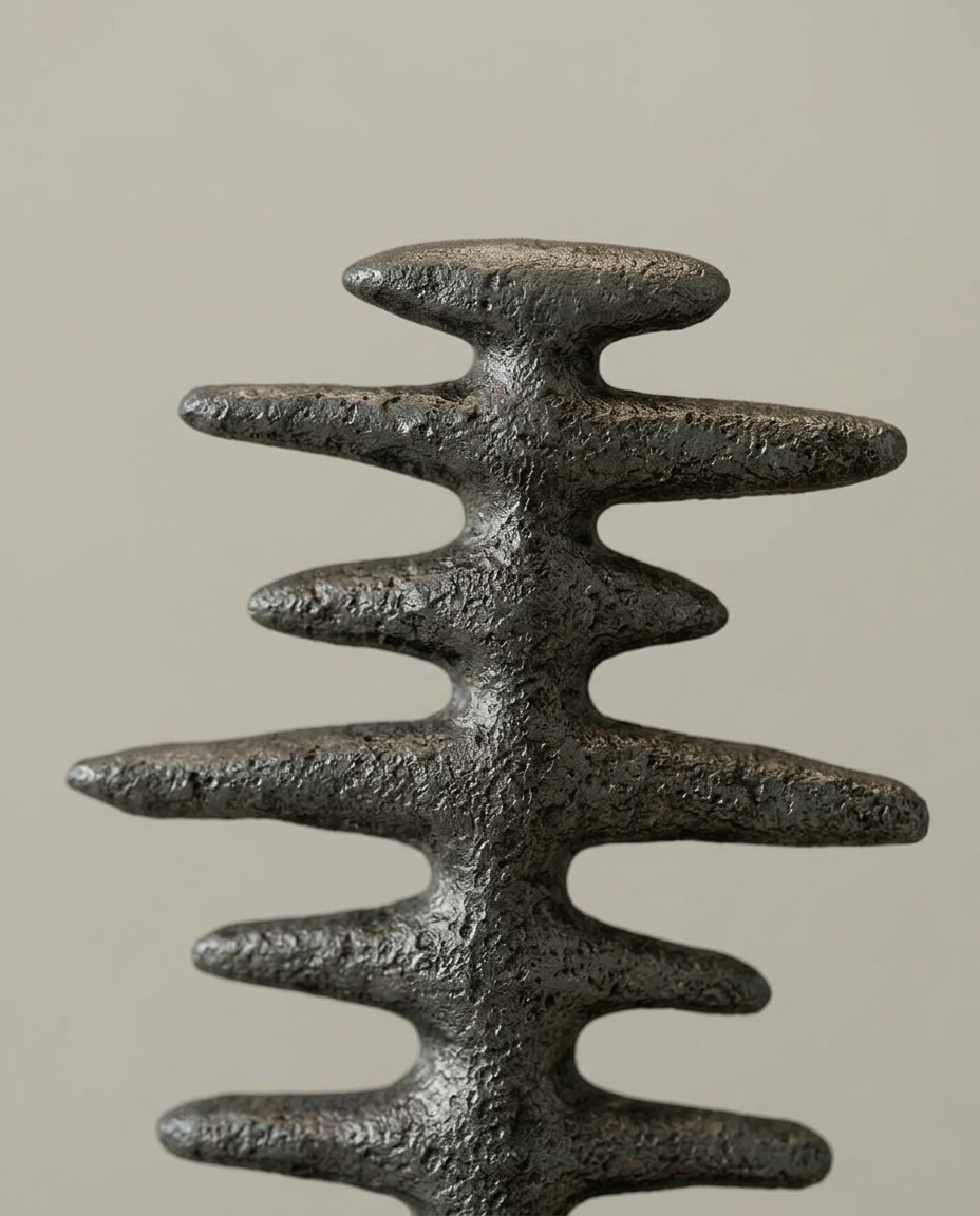 Stacked Disc Sculpture, close-up detail showing texture and material