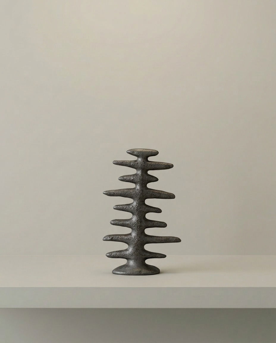 Stacked Disc Sculpture, front view on neutral background