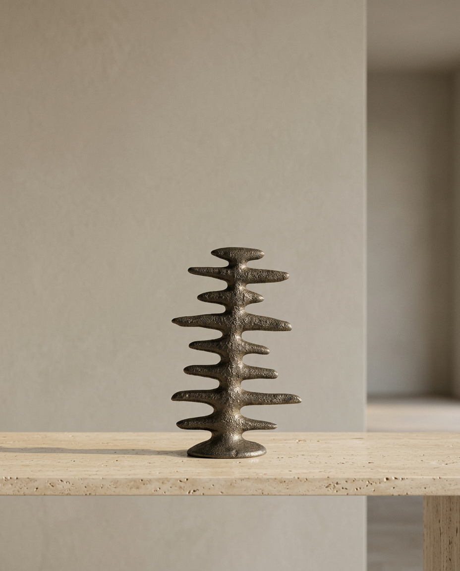 Stacked Disc Sculpture, styled in a real interior setting