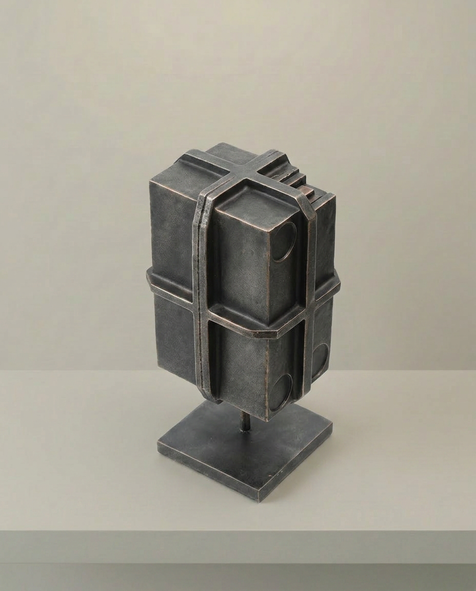 Strapped Block Sculpture, elevated angle view