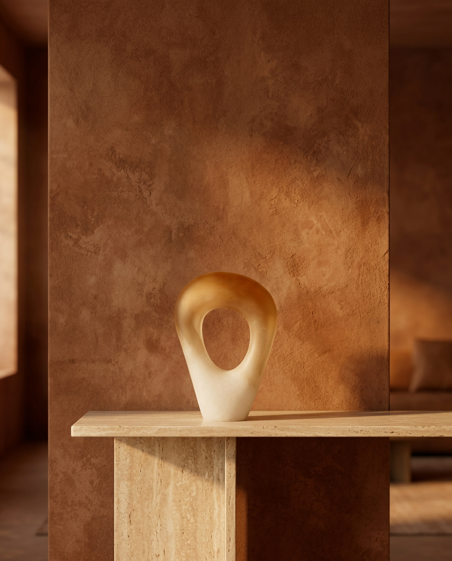 Sunrise Ring Vase, Tall, styled in a real interior setting