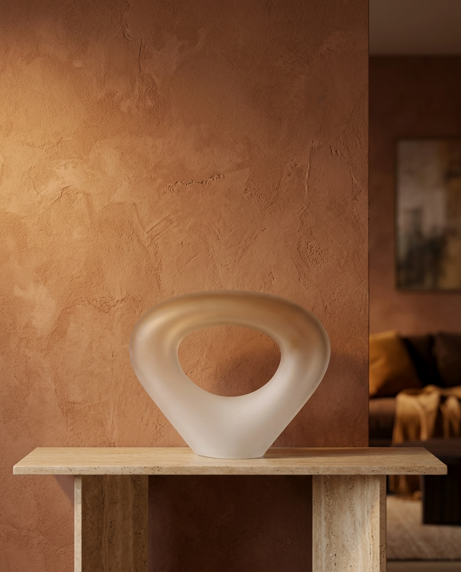 Sunrise Ring Vase, Wide, styled in a real interior setting