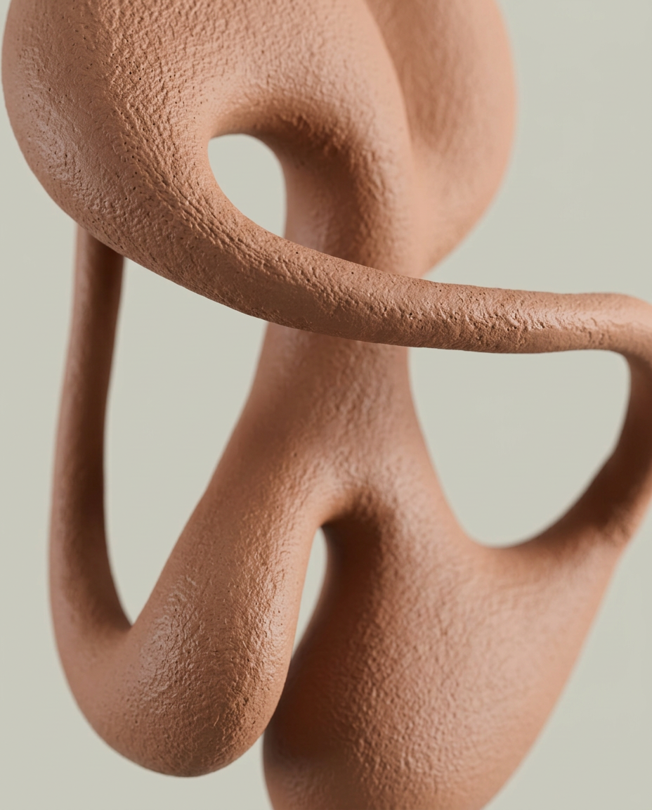 Terracotta Loop Sculpture, close-up detail showing texture and material