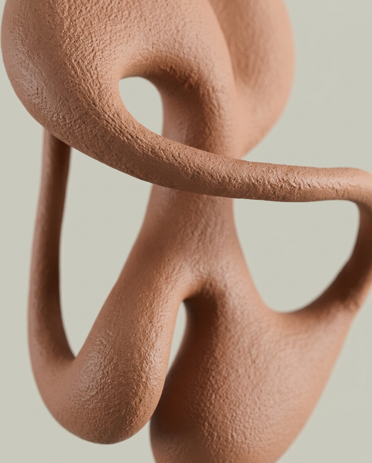 Terracotta Loop Sculpture, close-up detail showing texture and material