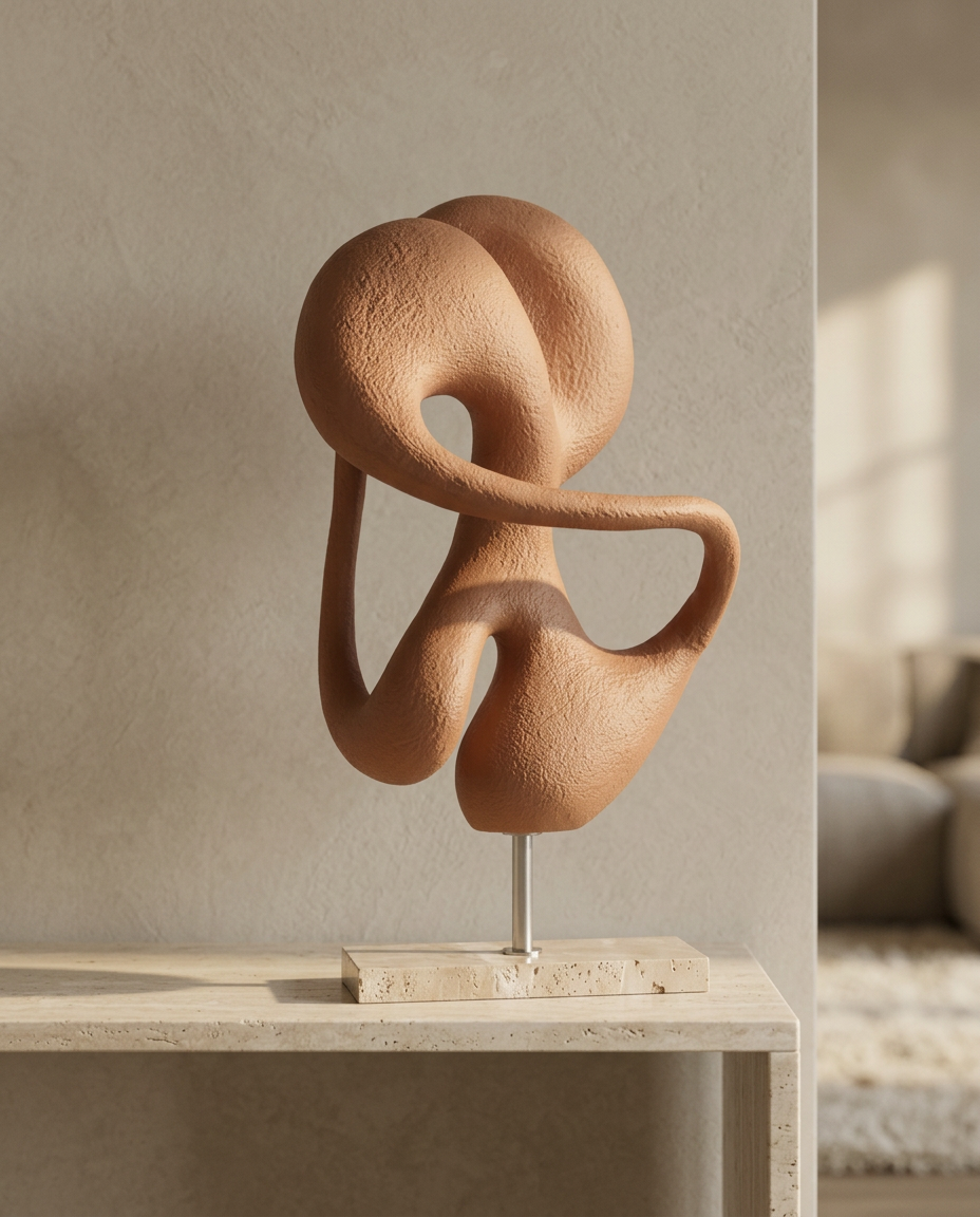 Terracotta Loop Sculpture, styled in a real interior setting