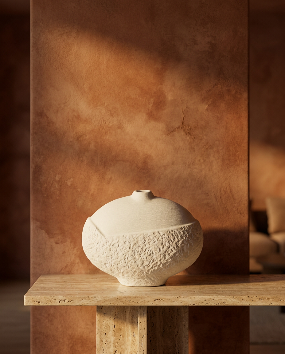 Textured Pebble Vase, styled in a real interior setting