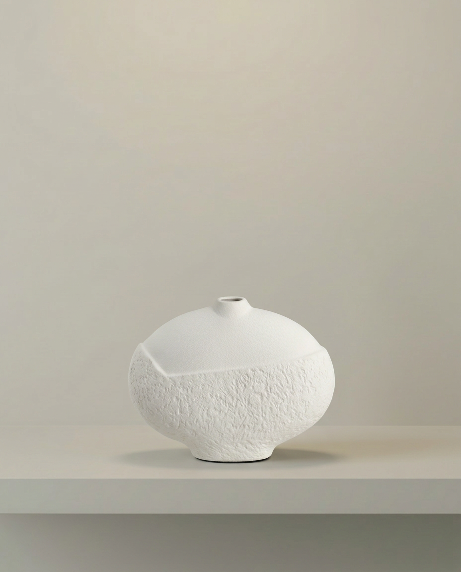 Textured Sphere Vase, front view on neutral background