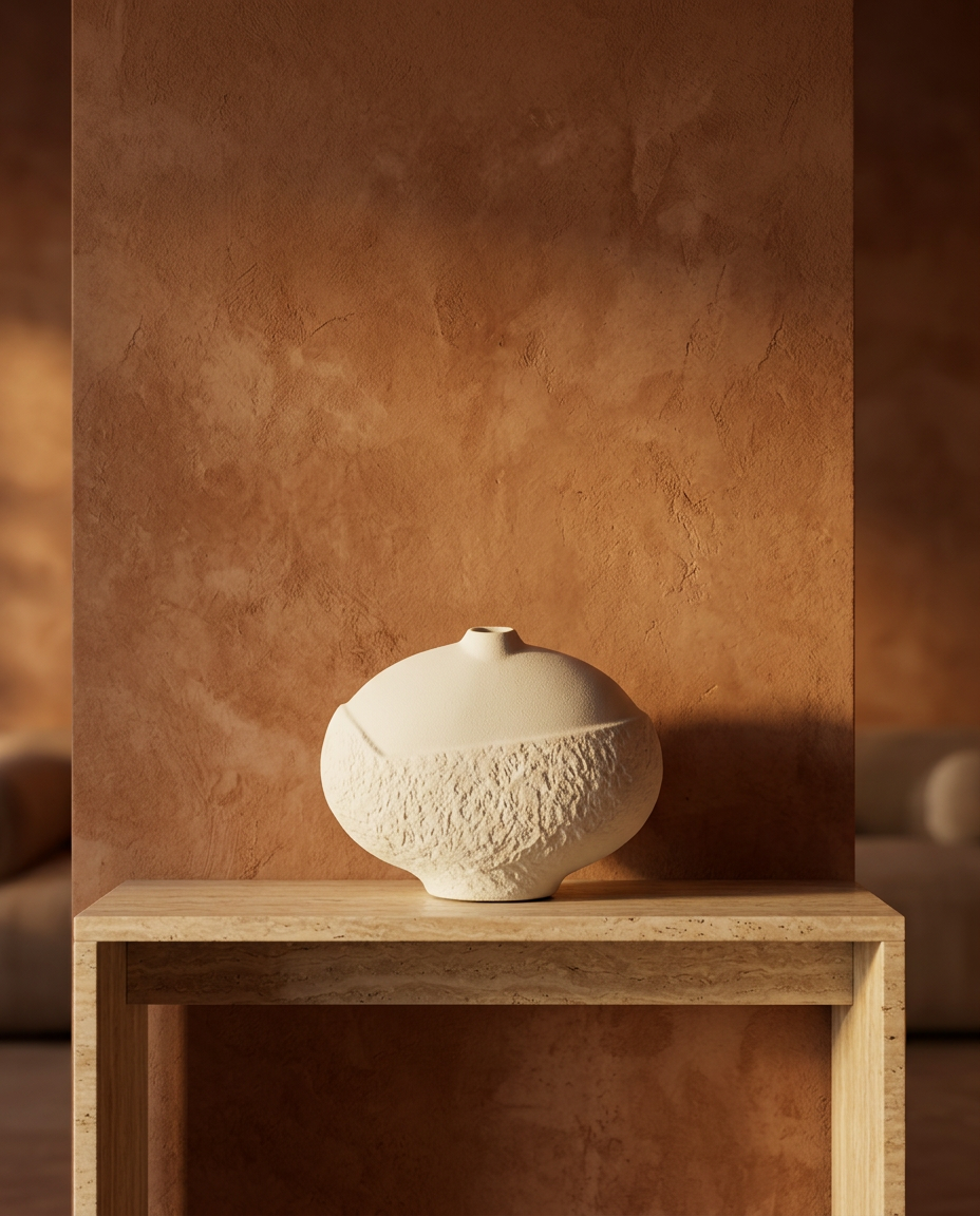Textured Sphere Vase, styled in a real interior setting