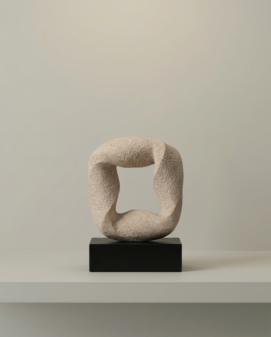 Textured Square Loop Sculpture, front view on neutral background