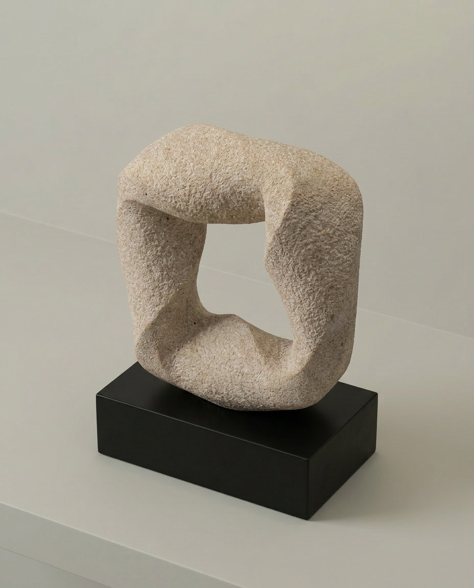 Textured Square Loop Sculpture, elevated angle view