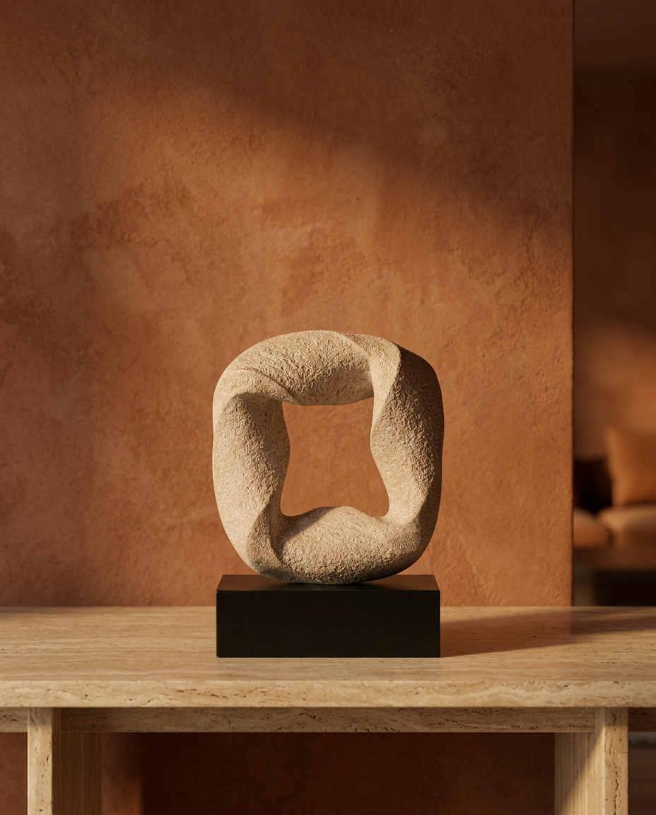 Textured Square Loop Sculpture, styled in a real interior setting