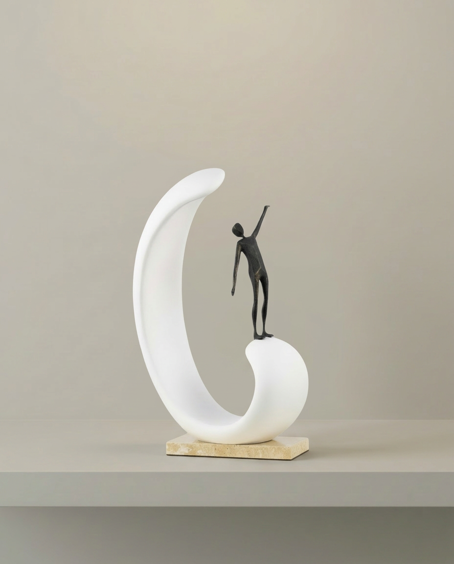 The Crescent Leap, front view on neutral background