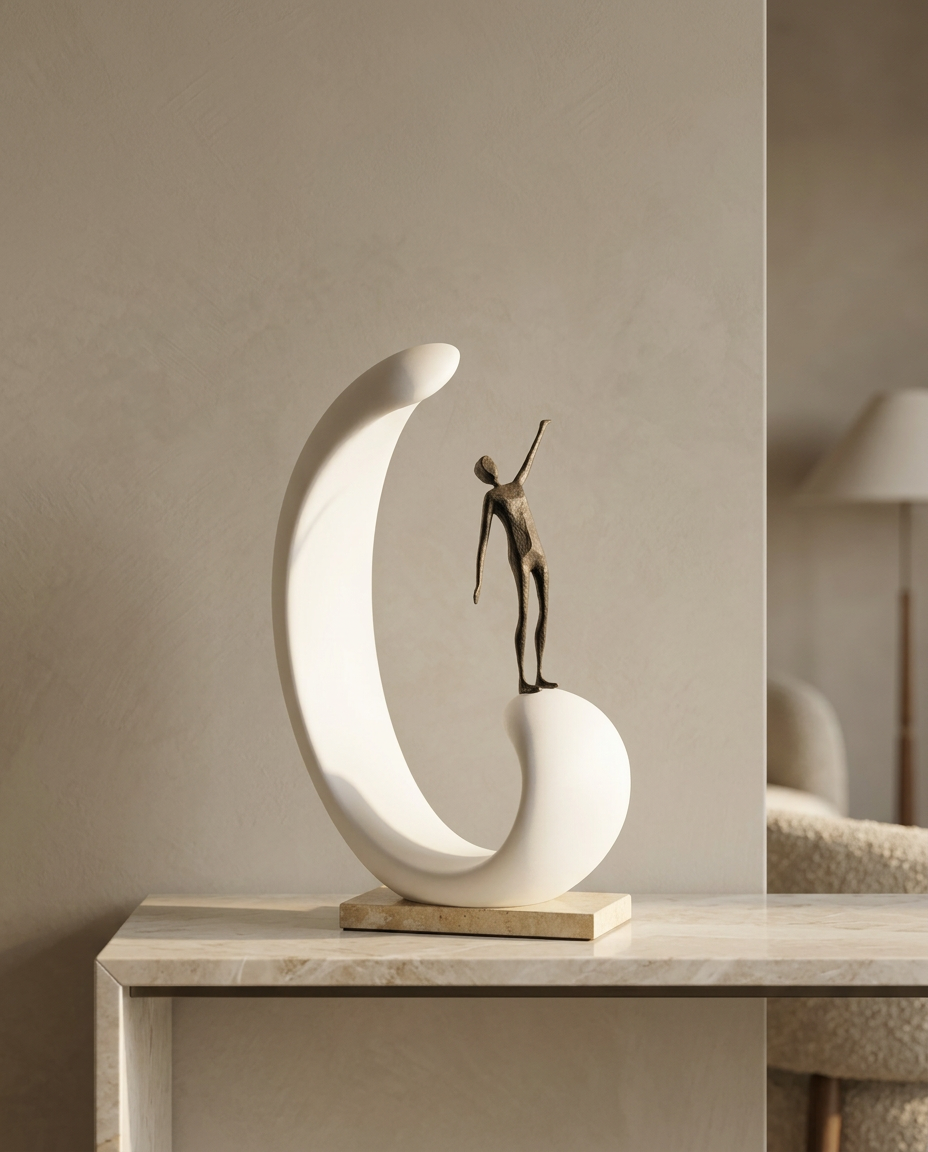 The Crescent Leap, styled in a real interior setting